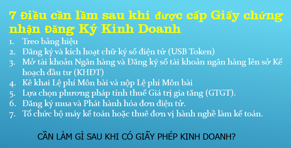 CẦN LÀM GÌ SAU KHI CÓ GIẤY PHÉP KINH DOANH ? Buigiabvm